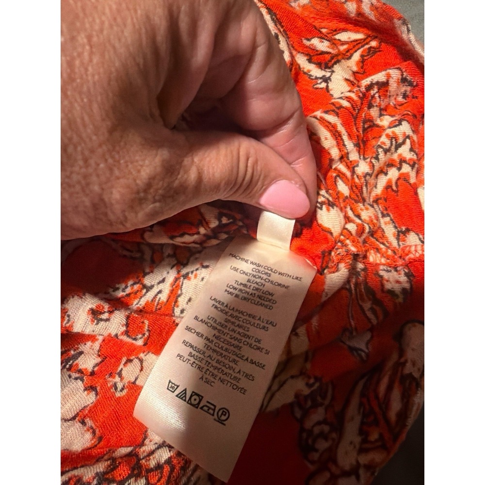 Free People Say The Word Floral Print Ruby Red Ruched Top Long Sleeve Blouse M - Picture 7 of 12